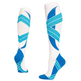 Maxbell 1 Pair Knee High Compression Socks Running Sport Stcok Ankle White Blue XXL - Aladdin Shoppers