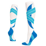 Maxbell 1 Pair Knee High Compression Socks Running Sport Stcok Ankle White Blue XXL - Aladdin Shoppers