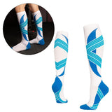 Maxbell 1 Pair Knee High Compression Socks Running Sport Stcok Ankle White Blue XXL - Aladdin Shoppers