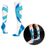 Maxbell 1 Pair Knee High Compression Socks Running Sport Stcok Ankle White Blue XXL - Aladdin Shoppers