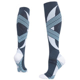 Maxbell 1 Pair Knee High Compression Socks Running Sport Stcok Ankle Gray Blue S-M - Aladdin Shoppers