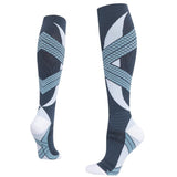 Maxbell 1 Pair Knee High Compression Socks Running Sport Stcok Ankle Gray Blue S-M - Aladdin Shoppers