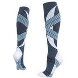 Maxbell 1 Pair Knee High Compression Socks Running Sport Stcok Ankle Gray Blue S-M - Aladdin Shoppers