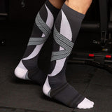 Maxbell 1 Pair Knee High Compression Socks Running Sport Stcok Ankle Gray Blue S-M - Aladdin Shoppers