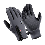 Maxbell Windproof Snow Gloves with Zipper Heat Keep for Driving Cycling Men Women Gray S - Aladdin Shoppers