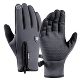 Maxbell Windproof Snow Gloves with Zipper Heat Keep for Driving Cycling Men Women Gray S - Aladdin Shoppers