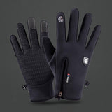 Maxbell Windproof Snow Gloves with Zipper Heat Keep for Driving Cycling Men Women Gray S - Aladdin Shoppers