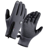 Maxbell Windproof Snow Gloves with Zipper Heat Keep for Driving Cycling Men Women Gray M - Aladdin Shoppers