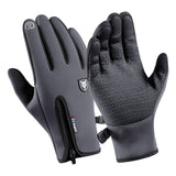 Maxbell Windproof Snow Gloves with Zipper Heat Keep for Driving Cycling Men Women Gray M - Aladdin Shoppers