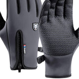 Maxbell Windproof Snow Gloves with Zipper Heat Keep for Driving Cycling Men Women Gray M - Aladdin Shoppers