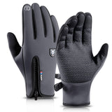 Maxbell Windproof Snow Gloves with Zipper Heat Keep for Driving Cycling Men Women Gray M - Aladdin Shoppers