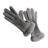 Maxbell Velvet Warm Gloves Non-Slip Simple Windproof for Outdoor Gym Mountaineering N703 gray - Aladdin Shoppers