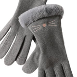 Maxbell Velvet Warm Gloves Non-Slip Simple Windproof for Outdoor Gym Mountaineering N703 gray - Aladdin Shoppers