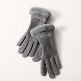 Maxbell Velvet Warm Gloves Non-Slip Simple Windproof for Outdoor Gym Mountaineering N703 gray - Aladdin Shoppers