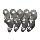 Maxbell 9Pcs Golf Iron Head Covers Headcovers 4 5 6 7 8 9 P A S Club Protector Black - Aladdin Shoppers