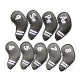 Maxbell 9Pcs Golf Iron Head Covers Headcovers 4 5 6 7 8 9 P A S Club Protector Black - Aladdin Shoppers