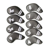 Maxbell 9Pcs Golf Iron Head Covers Headcovers 4 5 6 7 8 9 P A S Club Protector Black - Aladdin Shoppers