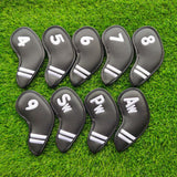 Maxbell 9Pcs Golf Iron Head Covers Headcovers 4 5 6 7 8 9 P A S Club Protector Black - Aladdin Shoppers