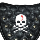 Maxbell PU Golf Mallet Putter Head Cover Rivet Skull Embroidery Headcover Black - Aladdin Shoppers