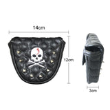 Maxbell PU Golf Mallet Putter Head Cover Rivet Skull Embroidery Headcover Black - Aladdin Shoppers