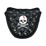 Maxbell PU Golf Mallet Putter Head Cover Rivet Skull Embroidery Headcover Black - Aladdin Shoppers