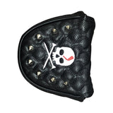 Maxbell PU Golf Mallet Putter Head Cover Rivet Skull Embroidery Headcover Black - Aladdin Shoppers