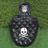 Maxbell PU Golf Mallet Putter Head Cover Rivet Skull Embroidery Headcover Black - Aladdin Shoppers