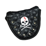 Maxbell PU Golf Mallet Putter Head Cover Rivet Skull Embroidery Headcover Black - Aladdin Shoppers