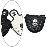 Maxbell PU Golf Mallet Putter Head Cover Rivet Skull Embroidery Headcover Black - Aladdin Shoppers