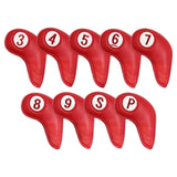 Maxbell 9 Pcs Set Golf Iron Head Covers Headcovers W/ No.Tag 3,4,5,6,7,8,9,S,P Red - Aladdin Shoppers