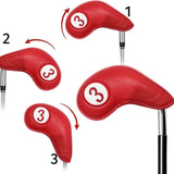 Maxbell 9 Pcs Set Golf Iron Head Covers Headcovers W/ No.Tag 3,4,5,6,7,8,9,S,P Red - Aladdin Shoppers