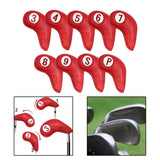 Maxbell 9 Pcs Set Golf Iron Head Covers Headcovers W/ No.Tag 3,4,5,6,7,8,9,S,P Red - Aladdin Shoppers