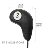 Maxbell 9 Pcs Set Golf Iron Head Covers Headcovers W/ No.Tag 3,4,5,6,7,8,9,S,P Black - Aladdin Shoppers