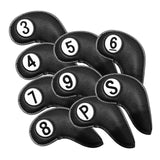 Maxbell 9 Pcs Set Golf Iron Head Covers Headcovers W/ No.Tag 3,4,5,6,7,8,9,S,P Black - Aladdin Shoppers