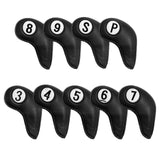 Maxbell 9 Pcs Set Golf Iron Head Covers Headcovers W/ No.Tag 3,4,5,6,7,8,9,S,P Black - Aladdin Shoppers