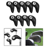 Maxbell 9 Pcs Set Golf Iron Head Covers Headcovers W/ No.Tag 3,4,5,6,7,8,9,S,P Black - Aladdin Shoppers