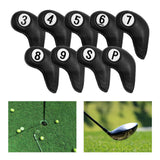 Maxbell 9 Pcs Set Golf Iron Head Covers Headcovers W/ No.Tag 3,4,5,6,7,8,9,S,P Black - Aladdin Shoppers