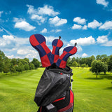 Maxbell 3Pieces Golf Wood Headcover Driver Hybrid Fairway Head Covers Guard Sleeve Red Blue - Aladdin Shoppers