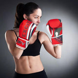 Maxbell PU Leather Boxing Hand Wraps Bandages Fist Boxing Glove Mitts MMA 10OZ red - Aladdin Shoppers