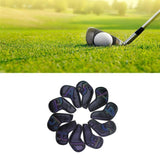 Maxbell 10Pcs Golf Iron Club Head Covers Waterproof Headcovers Black Dazzling Laser - Aladdin Shoppers