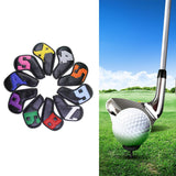 Maxbell 10Pcs Golf Iron Club Head Covers Waterproof Headcovers Black Colorful - Aladdin Shoppers