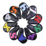 Maxbell 10Pcs Golf Iron Club Head Covers Waterproof Headcovers Black Colorful - Aladdin Shoppers