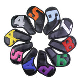 Maxbell 10Pcs Golf Iron Club Head Covers Waterproof Headcovers Black Colorful - Aladdin Shoppers