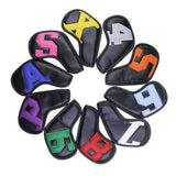 Maxbell 10Pcs Golf Iron Club Head Covers Waterproof Headcovers Black Colorful - Aladdin Shoppers