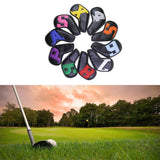 Maxbell 10Pcs Golf Iron Club Head Covers Waterproof Headcovers Black Colorful - Aladdin Shoppers