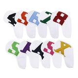 Maxbell 10Pcs Golf Iron Club Head Covers Waterproof Headcovers White Colorful - Aladdin Shoppers