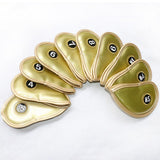 Maxbell 10Pcs Golf Club Iron Head Cover Protector Waterproof for Main Iron Clubs gold - Aladdin Shoppers