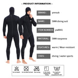 Maxbell Mens Wetsuits Jumpsuit Full Body Neoprene 5mm Keep Warm for Snorkeling XXL - Aladdin Shoppers