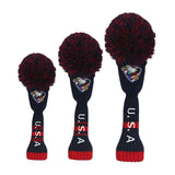 Maxbell 3x Knitted Padded Long Neck Golf Wood Cover American Eagle Pompom Design - Aladdin Shoppers