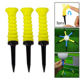 Maxbell 3Pcs Elastic Golf Tees Practice Tool Plastic Ball Holder Less Resistance Yellow - Aladdin Shoppers